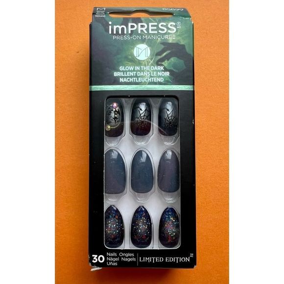 imPress Glow in the Dark Spider Web Manicure Nails M - Picture 1 of 2